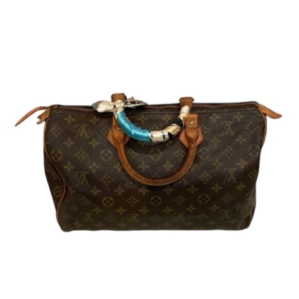 Louis Vuitton Vintage Speedy 35 Satchel Shoulder Bag Brown Monogram Chic Luxury - Picture 2 of 16